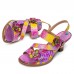  Leather Beach Vacation Ethnic Floral Hook   Loop Heeled Sandals