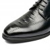 Men Brogue Embossed Oxfords Cowhide Leather Dress Shoes