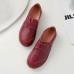 Women Brief Cowhide Leather Soft Sole Non Slip Comfy Flats Casual Shoes