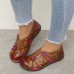  Genuine Leather Handmade Woven Comfy Breathable Hollow Ethnic Floral Embellished Flat Shoes