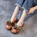  Handmade Leather Holiday Floral Platform Casual Beach Sandals