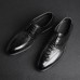 Men Brogue Embossed Oxfords Cowhide Leather Dress Shoes