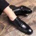 Men Embossed Lace Up Casual Oxfords Business Microfiber Shoes