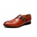 Men Monk Contrast Color Business PU Leather Dress Shoes