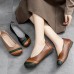 Women Comfortable Round Toe Patchwork Colorblock Slip  On Walking Flat Loafers Shoes