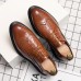 Men Brogue Non Slip Lace Up PU Leather Business Dress Shoes