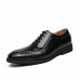 Men Embossed Lace Up Casual Oxfords Business Microfiber Shoes