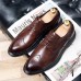 Men Business Soft Lace Up Rubber Soled Brogue Dress Shoes