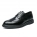 Men Business Soft Lace Up Rubber Soled Brogue Dress Shoes