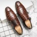 Men Crocodile Embossed Business Formal Monk Shoes