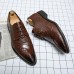 Men Crocodile Embossed Lace Up Derby Business Shoes