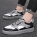 Men Microfiber Leather Non Slip Lace Up Casual Skate Shoes