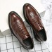 Men Brogue Embossed Lace Up Breathable Business Dress Shoes