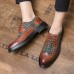 Men Retro Splicing Dress Shoes Lace Up Brogue Formal Shoes